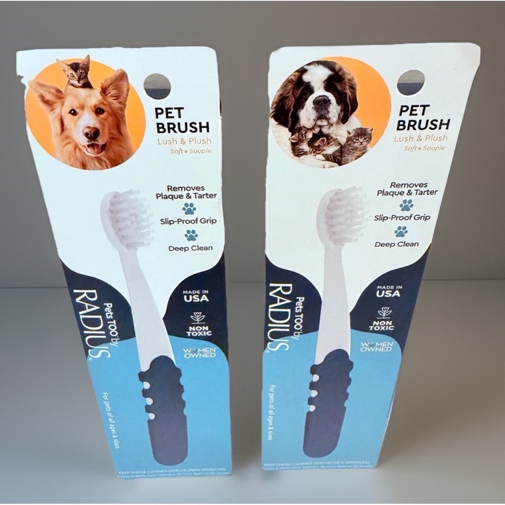 Pet Toothbrush 2PC Radius Clean Teeth Groomer Oral Care Dog Cat Removes Plaque